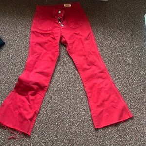 flared y2k red jeans bootcut